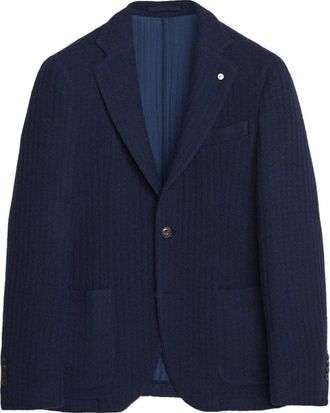 L.B.M. 1911 Marineblauwe Jersey Americana Slim Fit - Heren - Blazers - Blauw - 2XL - Jassen