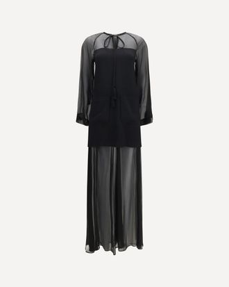 Forte_Forte FORTE_FORTE Georgette and cr&ecirc;pe Long Dress with bow and tassels Female II