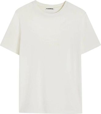 Jil Sander Katoenen T-shirt met Logo - Dames - T-shirts - Wit - S - Katoen - Tops