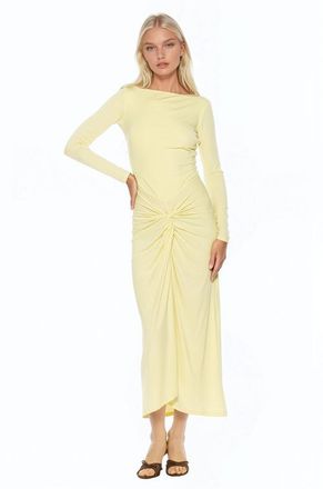 Alexia Admor Revel Long Sleeve Draped Skirt Maxi Dress in Butter Yellow at Nordstrom, Size X-Small