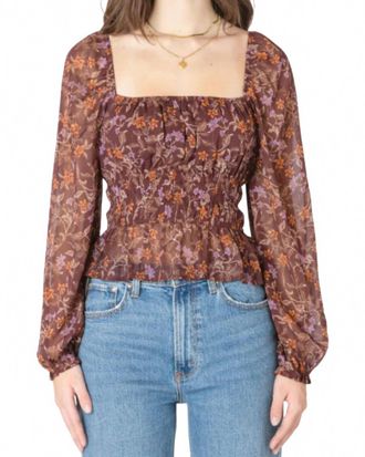 Dex Clothing Square Neck Blouse In Flowers
