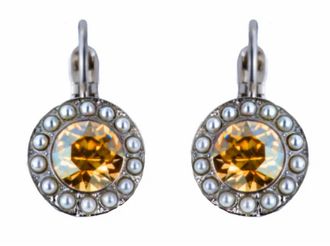 Mariana Womens Butter Pecan Earrings In Amber/ Pearl