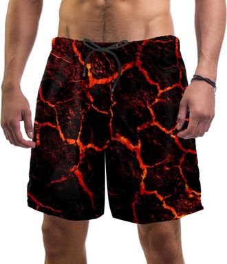 Generic Mens Swim Trunks Quick Dry Swim Shorts with Mesh Lining Swimwear Bathing Suits Magma Lava Multicoloured