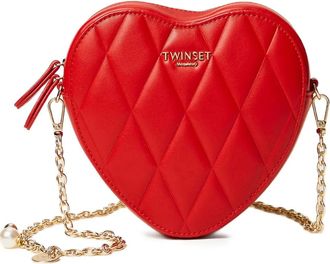 Twin-Set quilted heart chain mini bag - women - Polyurethane/Polyester - One Size - Red