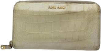 Miu Miu Pre-owned Leren Portemonnee - Dames - Vintage Accessoires - Wit - ONE Size - Leer - Vintage