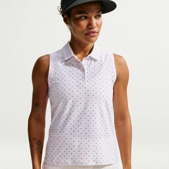 Nike Womens Victory Dri-FIT Sleeveless Printed Golf Polo in White | IR0051-100