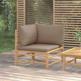 vidaXL Divano Angolare da Giardino con Cuscini Tortora in Bamb&ugrave; - Vidaxl