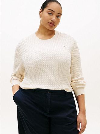 Tommy Hilfiger Curve Cable Knit Crew Neck Jumper