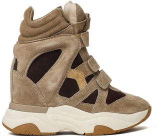 Isabel Marant Balskee Tricolor Suede Calfskin Wedge Sneakers