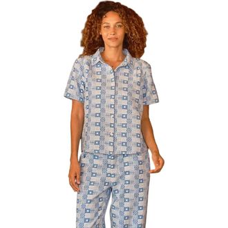 Ace & Jig Winnie Button-up Foldover Collar Blouse in Lisbon at Nordstrom, Size X-Small