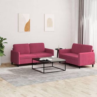 vidaXL Juego De Sof&aacute;s 2 Piezas Terciopelo Rojo Tinto Vidaxl