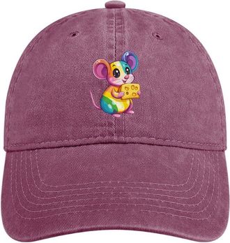 Generic Hand Cheese Pet Colorful Rats Baseball Cap for Men Women Adjustable Denim Cap Trucker Hat Wine Red-style