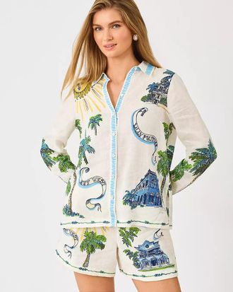 Lilly Pulitzer Susana Linen Button Down Shirt