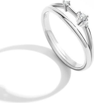 Mint & Lily Crescent Moon Cubic Zirconia Ring in 925 Sterling Silver at Nordstrom, Size 7
