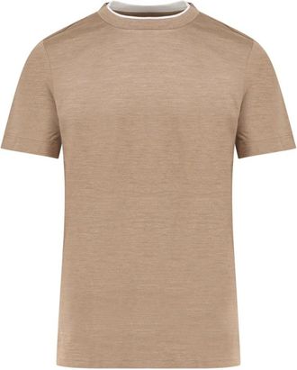 HUGO BOSS T-shirt van katoen en zijde - Heren - T-shirts - Bruin - L - Katoen - Tops