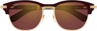 Cartier Ovale Zonnebril - Heren - Zonnebrillen - Rood - 55 MM - Nylon - Accessoires