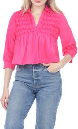 Rain + Rose Smocked Babydoll Top in Fuchsia at Nordstrom Rack, Size X-Large