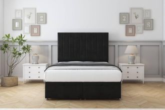 Comfort Beds Tokyo Plush Ottoman Bed Base-54 Floor Standing Headboard in Black | Size: King