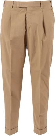 Pantaloni Torino Broek met plooien en klep - Heren - Nette broeken - Beige - 2XL - Katoen - Broeken