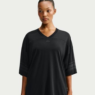 Nike Womens SKIMS Stretch Knit Oversized V-Neck Top in Black | IU2216-054