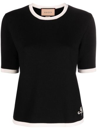 Gucci T-shirt met contrasterende afwerking - Zwart