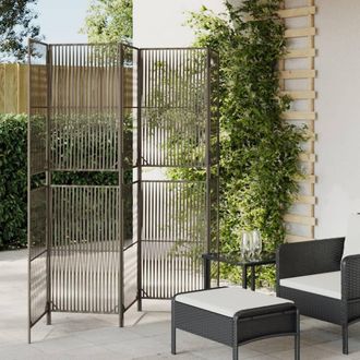 vidaXL Biombo De 5 Paneles Rat&aacute;n Sint&eacute;tico Gris Vidaxl