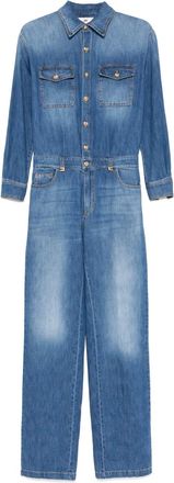 Elisabetta Franchi Denim jumpsuit met logodetail - Blauw