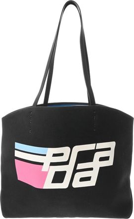 Prada Black Canvas Pouch Tote Bag (Pre-Owned)