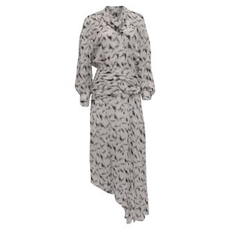 Iro Iro Jensen Asymmetric Printed Midi Dress in White Viscose