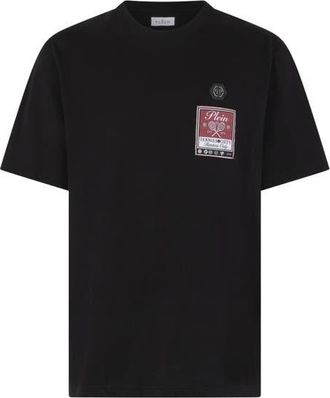 Philipp Plein Round Neck T-Shirt Tennis Society Label Men in Black at Nordstrom, Size Xx-Large