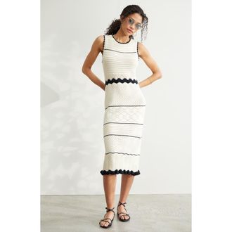 Treasure & Bond Pointelle Midi Sweater Dress in Ivory Dove at Nordstrom, Size Xx-Large