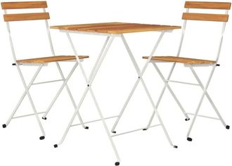 vidaXL 3 Piece Folding Bistro Set Solid Wood Acacia and Steel Vidaxl