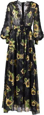 Ermanno Scervino Geborduurde Lange Jurk - Dames - Maxi kleedjes - Zwart - XS - Leer - Kleedjes