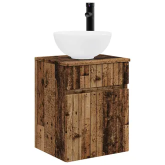 vidaXL Vanidad De Lavabo Montada En La Pared Madera Envejecida Vidaxl