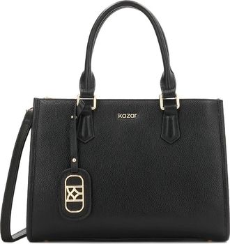 Kazar Zwarte leren handtas met afneembare band en afsluitbaar compartiment - Dames - Handtassen - Zwart - ONE Size - Leer - Tassen