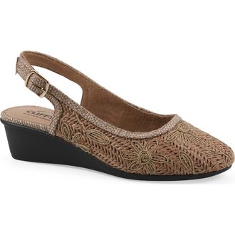 White Mountain Borris Slingback Wedge in Cognac/Fabric at Nordstrom Rack, Size 7.5