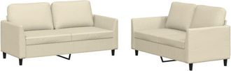 vidaXL Vidaxl - Juego De Sof&aacute;s Con Cojines 2 Piezas Cuero Sint&eacute;tico Crema