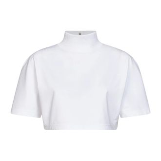 Alaia Cropped Cotton-Jersey T-Shirt - female - Ala&iuml;a - T-Shirts - White - 2XS - Tops