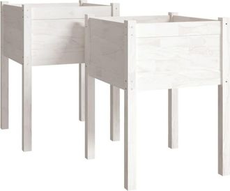 vidaXL Vidaxl - Garden Planters 2 pcs White 50x50x70 cm Solid Pinewood