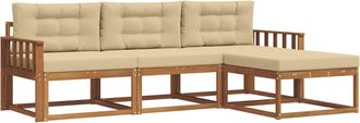 vidaXL Conjunto De Sof&aacute;s De Exterior 4 Uds. Natural Y Beige Vidaxl
