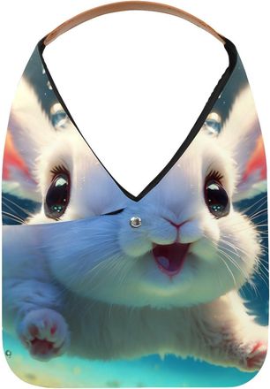 Generic Lovely Rabbit Swims Underwater Reusable Lightweight Grocery Bags - Foldable Into Compact Pouch, Washable & Sturdy, Multipurpose for Shopping and Trave