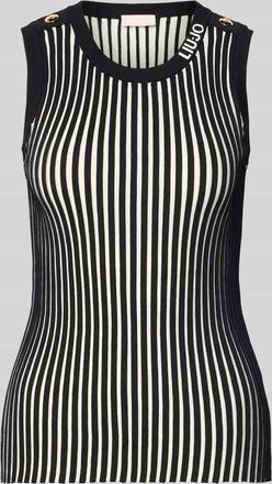 Liu Jo Stricktop aus Viskose-Mix mit Zierkn&ouml;pfen in Black, Gr&ouml;&szlig;e XXL