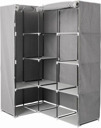 5five Simply Smart 5five Simply Smart - Armadio angolare in metallo e tessuto Grigio dodici ripiani 131x87,5x h169 cm