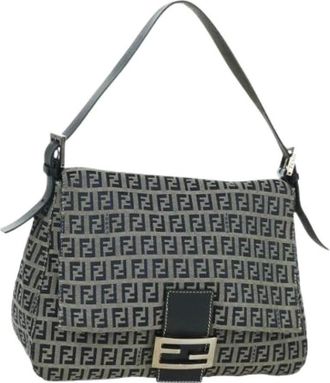 Fendi Pre-owned Shoulder Bags, female, Blue, Size: ONE SIZE Pre-owned Zucchino Canvas Shoulder Bag
