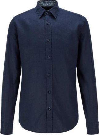 HUGO BOSS Ronni Shirt - Heren - Casual Overhemden - Blauw - M - Linnen - Overhemden