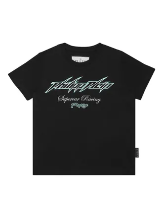 Philipp Plein Racing Club T-shirt - kids - glass/Cotton - 10 yrs - Black
