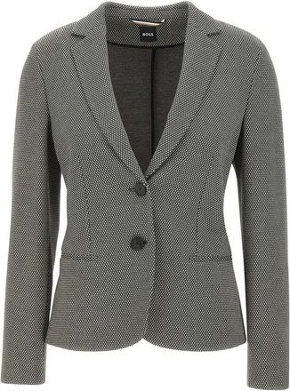 BOSS Blazer met pied-de-poule print - Zwart