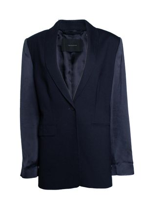 Frenken wool blazer with shiny sleeves in blue