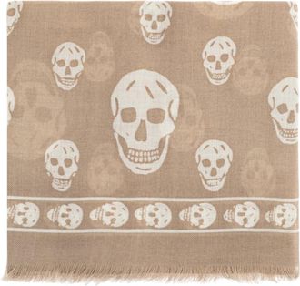 Alexander McQueen Alexander McQueen, Scarves, female, Beige, Size: ONE SIZE Classic Skull Scarf