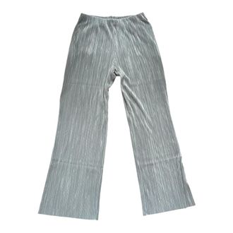 Calvin Klein Wide Trousers, female, Gray, Size: XS Plisse Pull-On Lounge Trousers